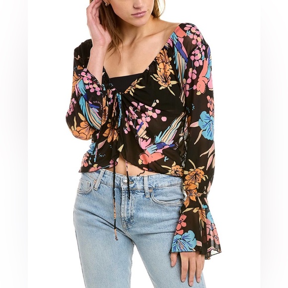 FREE PEOPLE WOMEN’S OF PARADISE TOP BLACK COMBO-SIZE X-SMALL - Picture 8 of 16